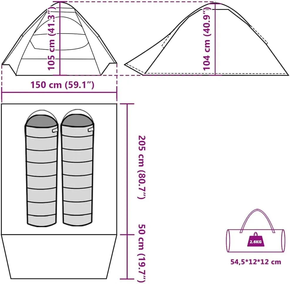 Camping Tent Dome 4-Person Lightweight Tent Patio Dome Tent Waterproof vidaXL