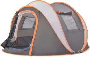 Camping Tent, Portable Family Tent 3-4 Person, Double-Layer Structure, Two Doors and Windows, Breathable Mesh, Waterproof Windproof