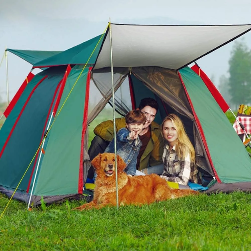 Camping Tent Rainproof Multifunction Folding Automatic Outdoor Thick Family Tents 3-4 Person (3/4 Person M?rkgr?n) (3/4 Person Bl?)