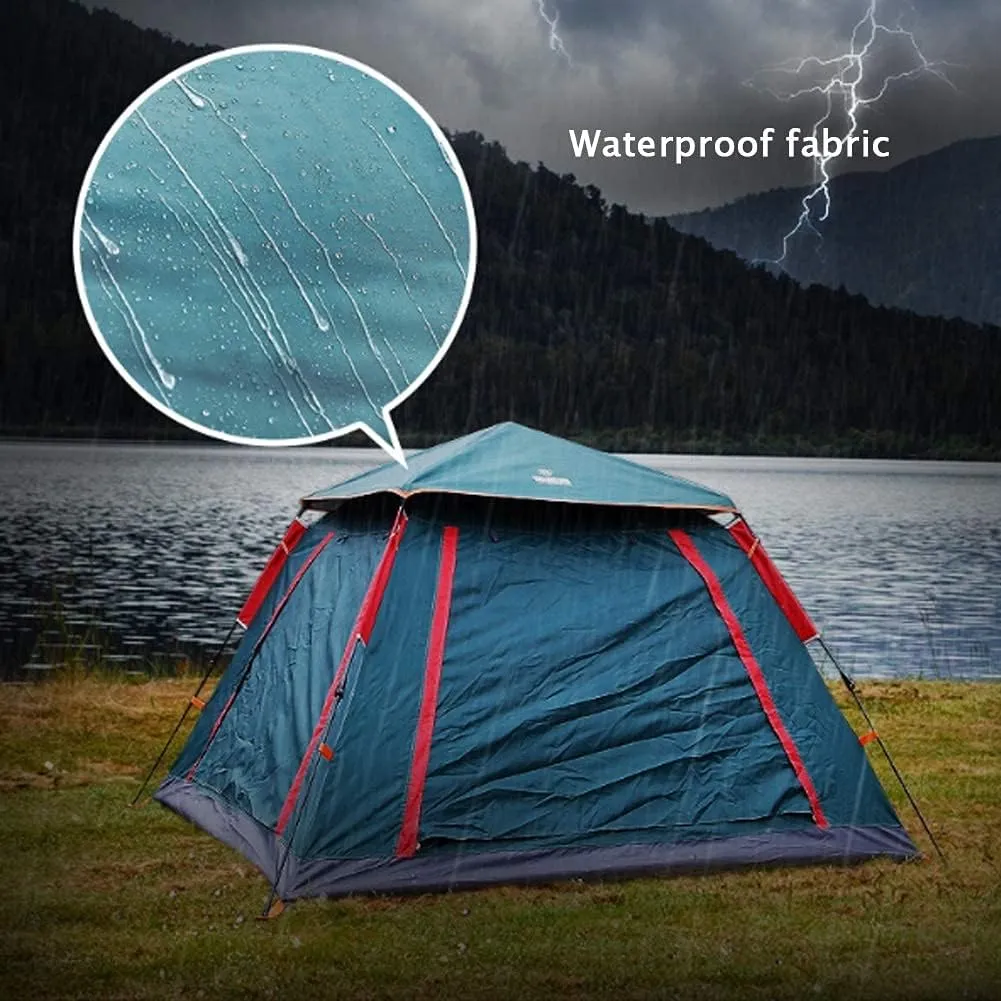 Camping Tent Rainproof Multifunction Folding Automatic Outdoor Thick Family Tents 3-4 Person (3/4 Person M?rkgr?n) (3/4 Person Bl?)