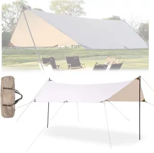 Camping Tent Tarp, Hammock Rain Fly Tent Tarp with Tent Stakes and Carry Bag, Waterproof Sun Shade Sail, Camping Tarpaulin Shelter for Camping Hiking Outdoor(118 * 118in)