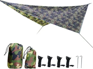 Camping Tent Tarp Rain Fly Waterproof Sunshade Tarpaulin, 210T Polyester PU2000 for Camping, Hiking, Beach & Picnic (Color A/F)