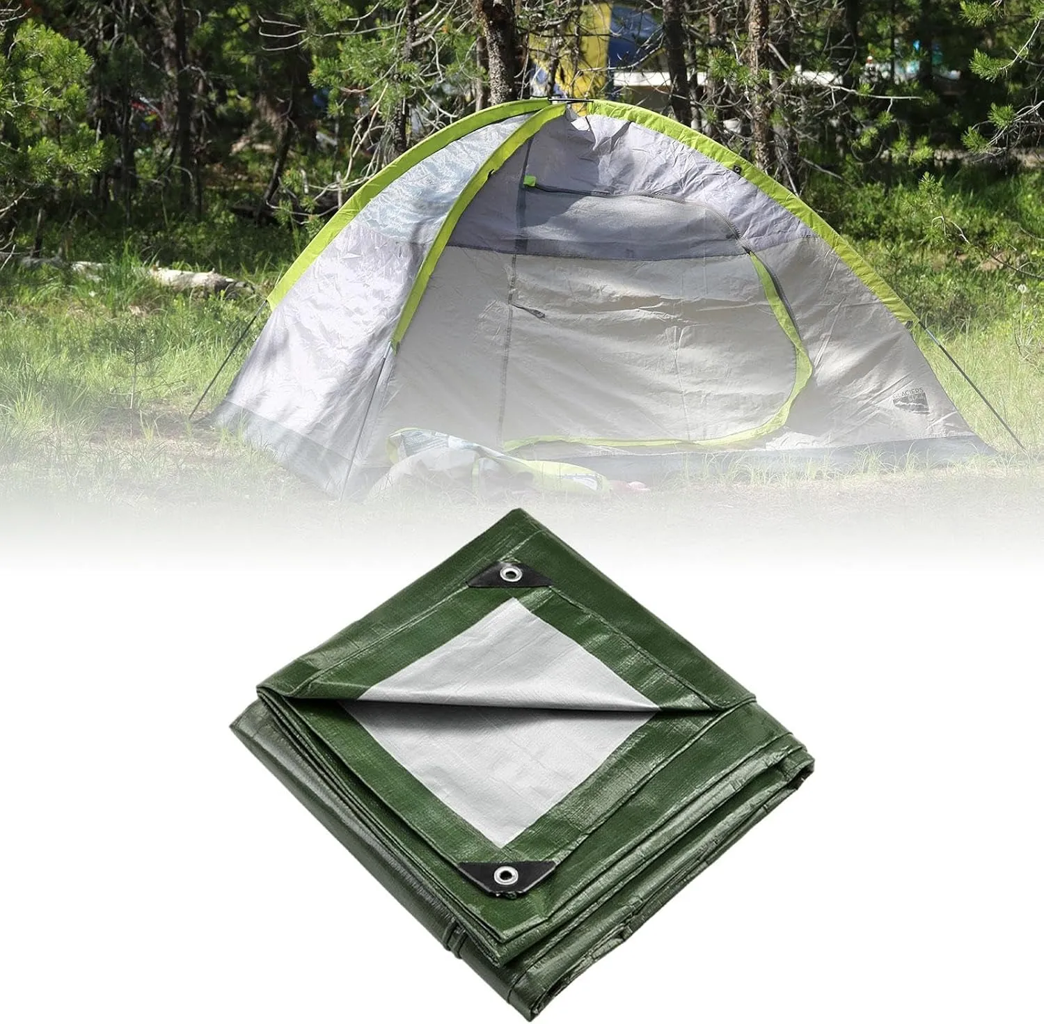 Camping Tent Tarp Tent Floor Mutifunctional Tent Carpet Mat for Beach, Car Or Camping Groundsheet Tent Footprint, 2.4x2.4M