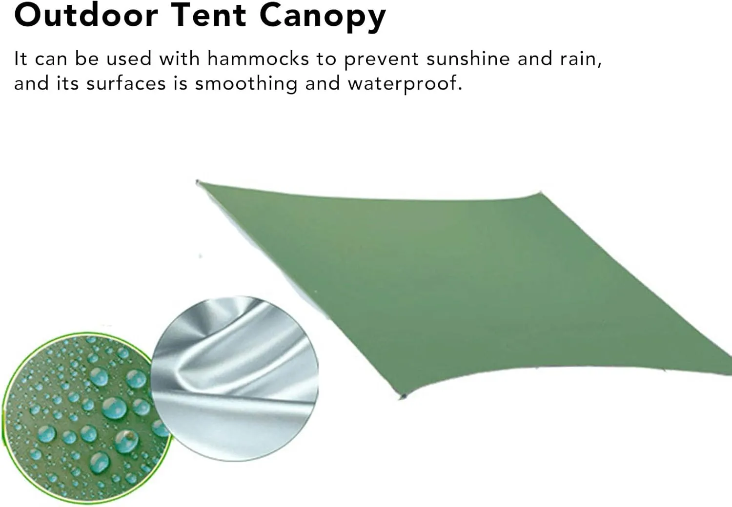 Camping Tent Tarp, Waterproof Sunproof Tent Canopy, Lightweight Hammock Sun Shelter Shade Tent Tarp Awning Canopy, Portable Family Beach Tent Sun Shade Canopy for(300x300CM-Silvery Green)