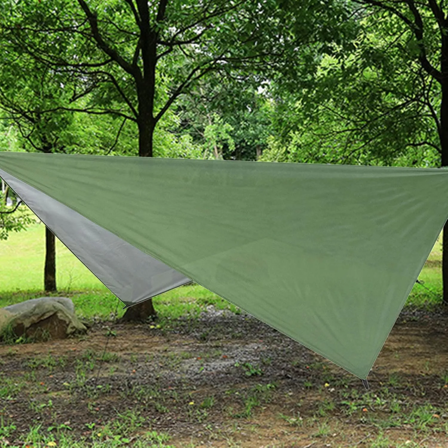 Camping Tent Tarp, Waterproof Sunproof Tent Canopy, Lightweight Hammock Sun Shelter Shade Tent Tarp Awning Canopy, Portable Family Beach Tent Sun Shade Canopy for(300x300CM-Silvery Green)