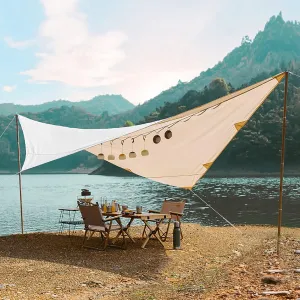 Camping Tent Tarps with Stakes and Ropes, 10x13 ft Waterproof Camping Tarp, Butterfly Shape Portable Rain Fly, Lightweight Survival Shelter for Hammock Backpacking Outdoor Adventure (Khaki)