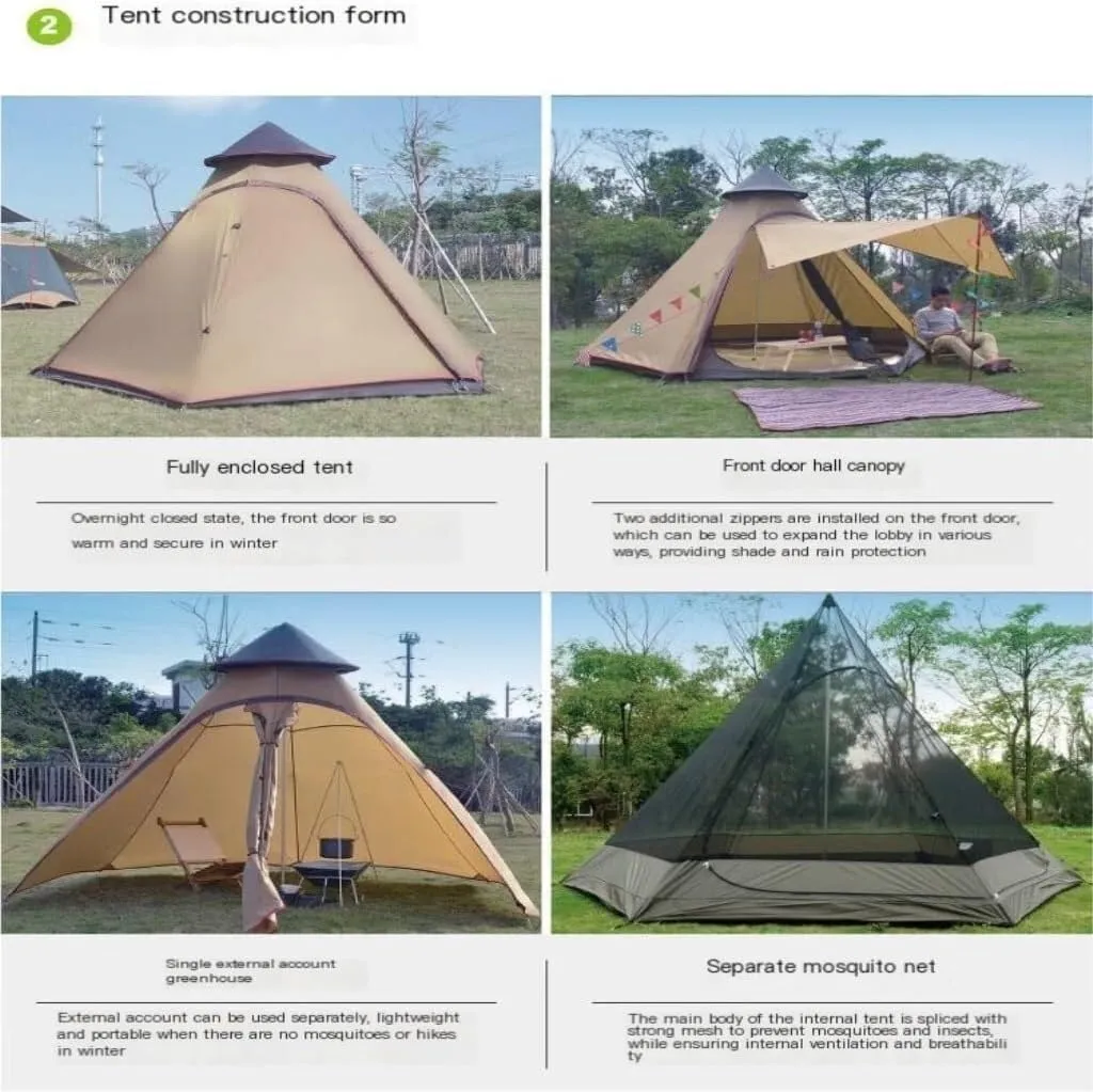 Camping Tent Tent Outdoor Camping Tent Camping Portable Tent Multi-Person Double-Layer Windproof Tent Beach Park Tent Waterproof Tent
