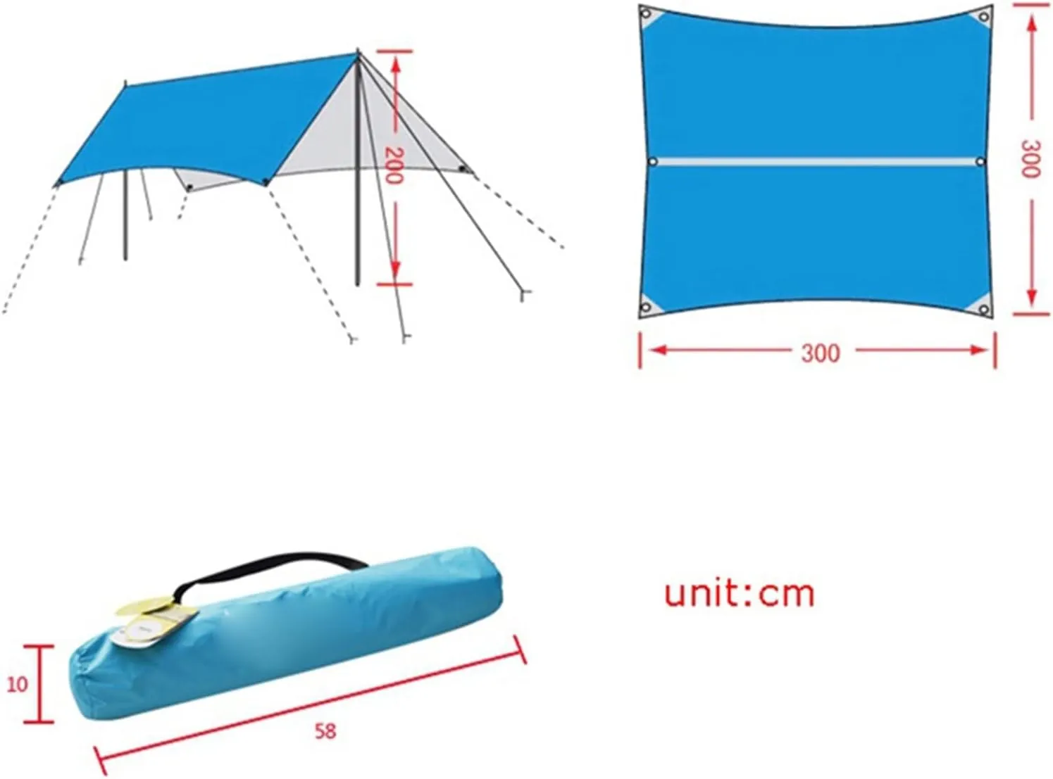 Camping Tent Waterproof Outdoor Awning Hammock Tarp Rain Fly Lightweight Camping Tent Sun Shelter for Tourism Hiking Beach Pergola (Color : Brown) (Gr