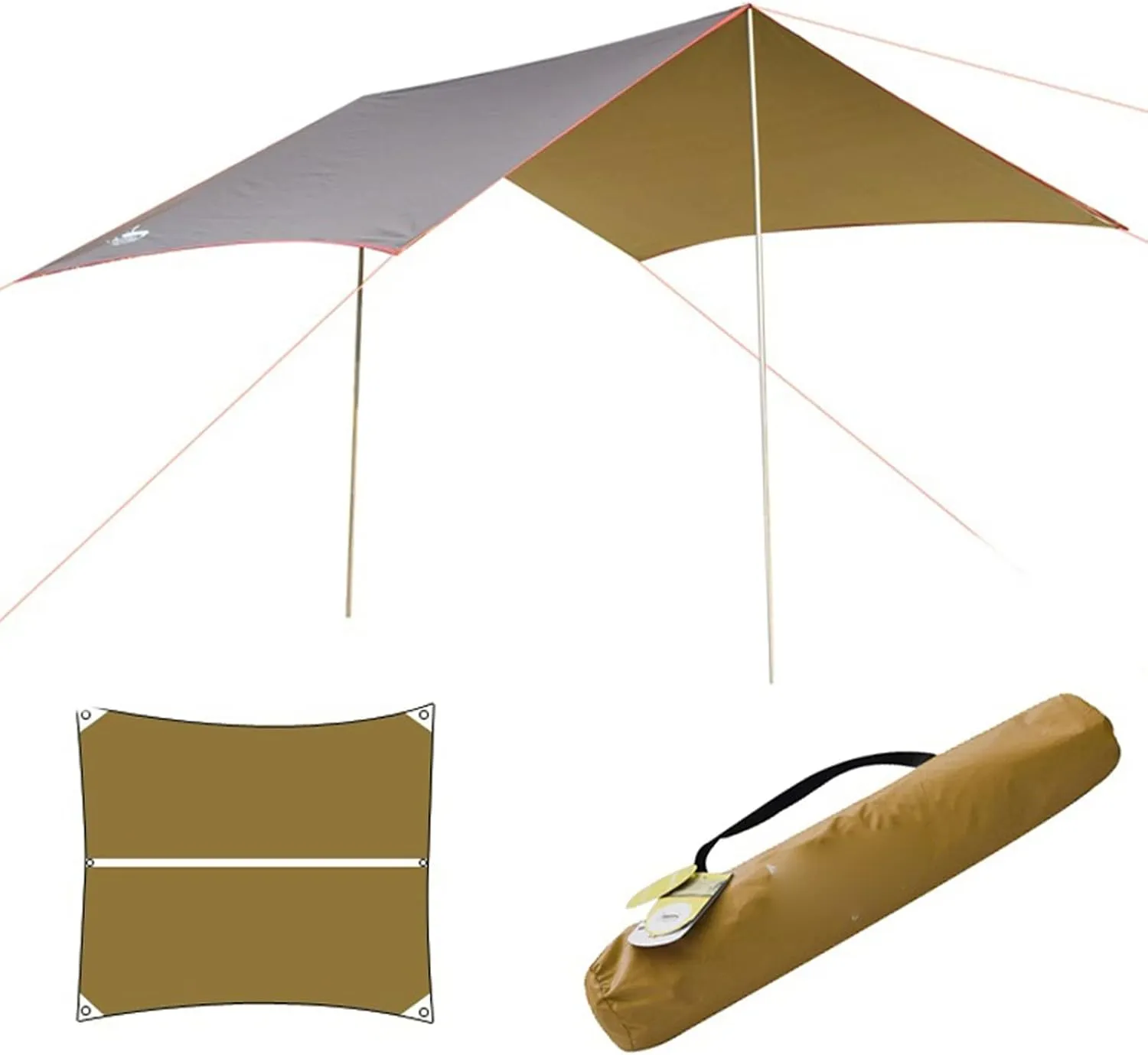 Camping Tent Waterproof Outdoor Awning Hammock Tarp Rain Fly Lightweight Camping Tent Sun Shelter for Tourism Hiking Beach Pergola (Color : Brown) (Gr