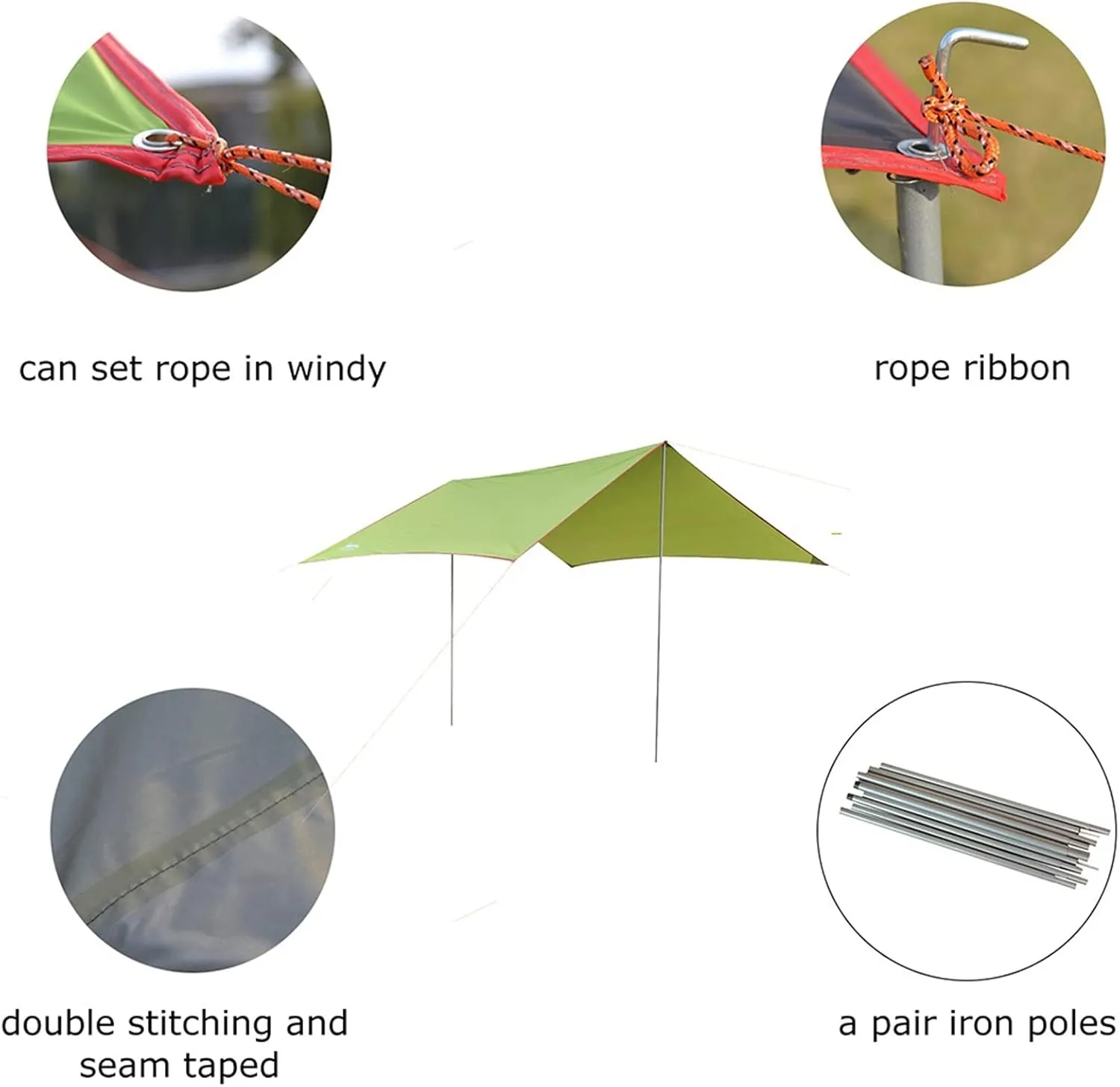 Camping Tent Waterproof Outdoor Awning Hammock Tarp Rain Fly Lightweight Camping Tent Sun Shelter for Tourism Hiking Beach Pergola (Color : Brown) (Gr