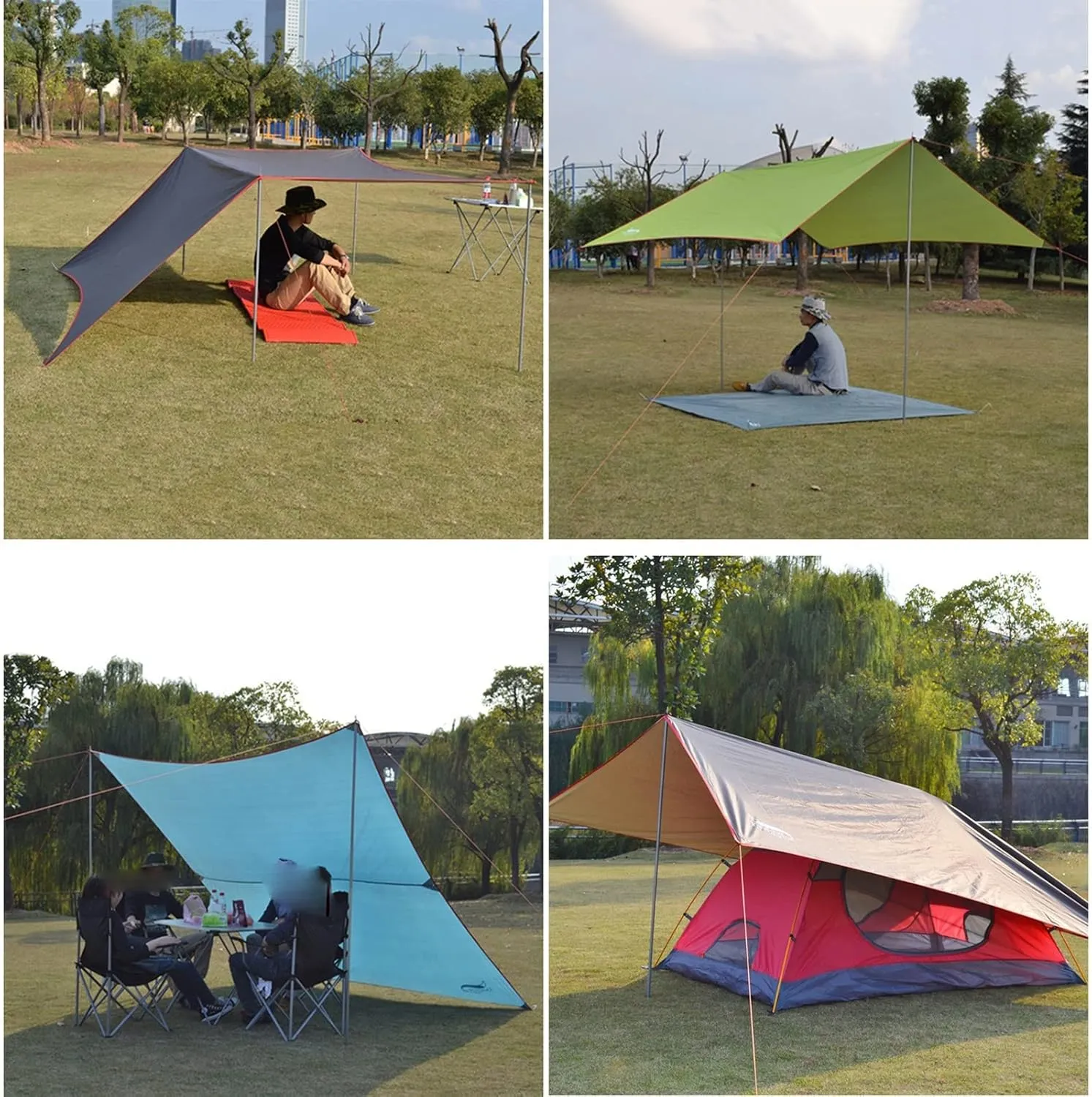 Camping Tent Waterproof Outdoor Awning Hammock Tarp Rain Fly Lightweight Camping Tent Sun Shelter for Tourism Hiking Beach Pergola (Color : Brown) (Gr