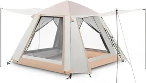 Camping Tent Waterproof Pop Up Tent with Zipped Double Door and Carrying Bag Lightweight Instant Family Tent for 3-4 Person Use, Quick Setup