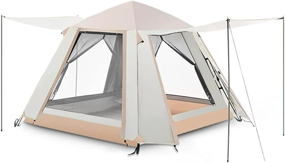 Camping Tent Waterproof Pop Up Tent with Zipped Double Door and Carrying Bag Lightweight Instant Family Tent for 3-4 Person Use, Quick Setup