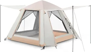 Camping Tent Waterproof Pop Up Tent with Zipped Double Door and Carrying Bag Lightweight Instant Family Tent for 3-4 Person Use
