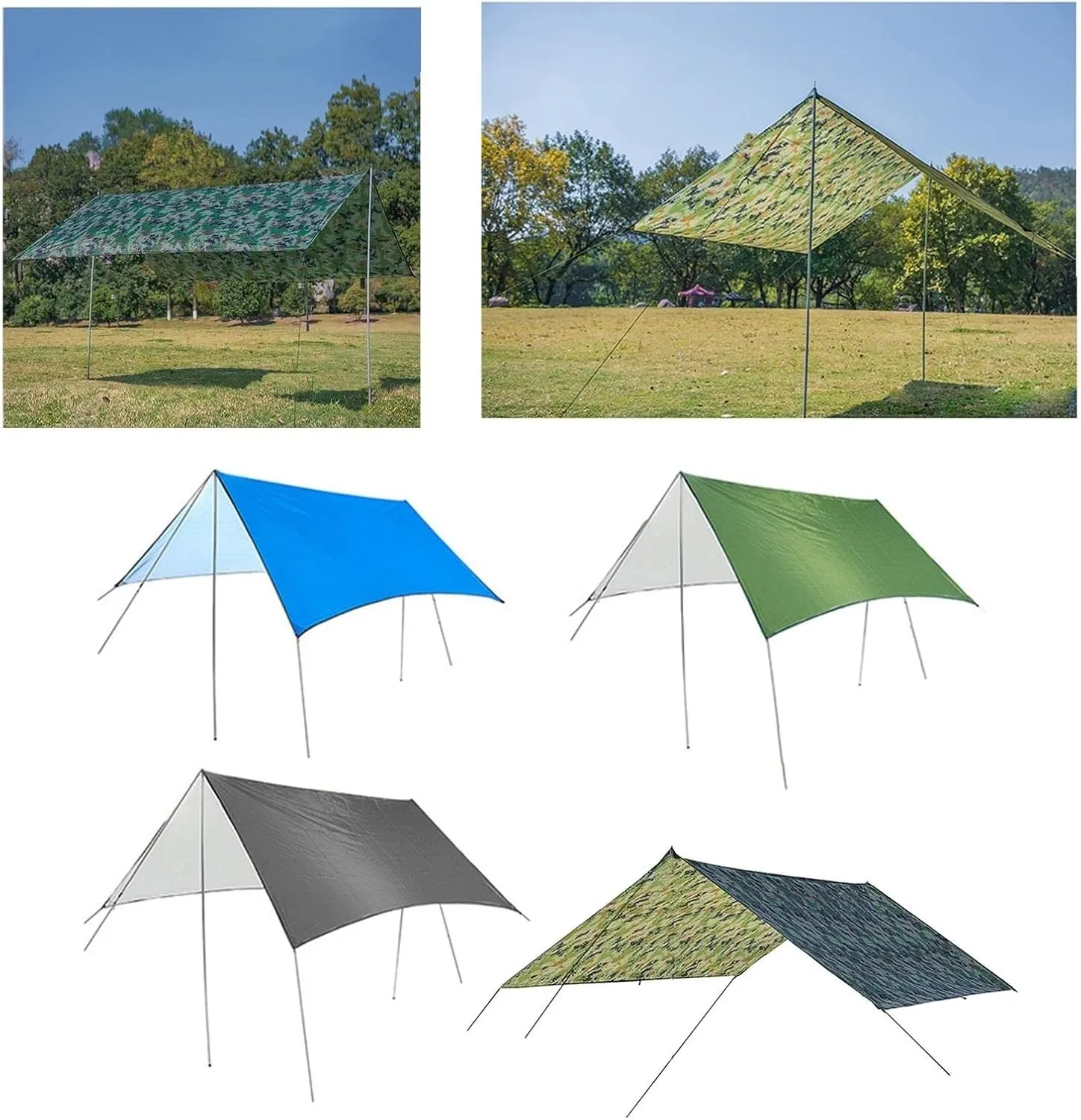 Camping Tent Waterproof Tent Tarp Durable Portable Multifunctional Camping Picnic Pad Mat Ground Sheet Mat Beach Sun Shelter for Beach Hiking (Color :