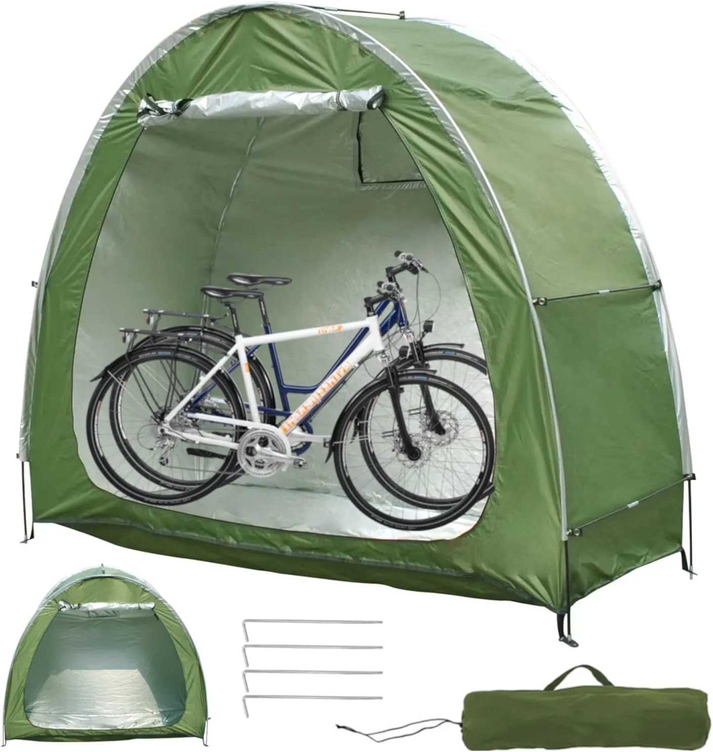 Can Be Spliced Motorcycle Tent, Bike Tent Outdoor Storage, Multiple Splices Possible, Built-in Storage Pockets and Ventilation Windows, Rainproof Zippers, for Outdoor Bike Storage, Patio Tools