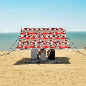 Canadian Hockey Sticks Beach Camping Tent Sun Shelter for Whole Family, Maple Leaves Beach Shade Canopy with UPF50  UV Protection,Easy Set Up and Carry,Outdoor Shade for Trips, Fishing, Backyard