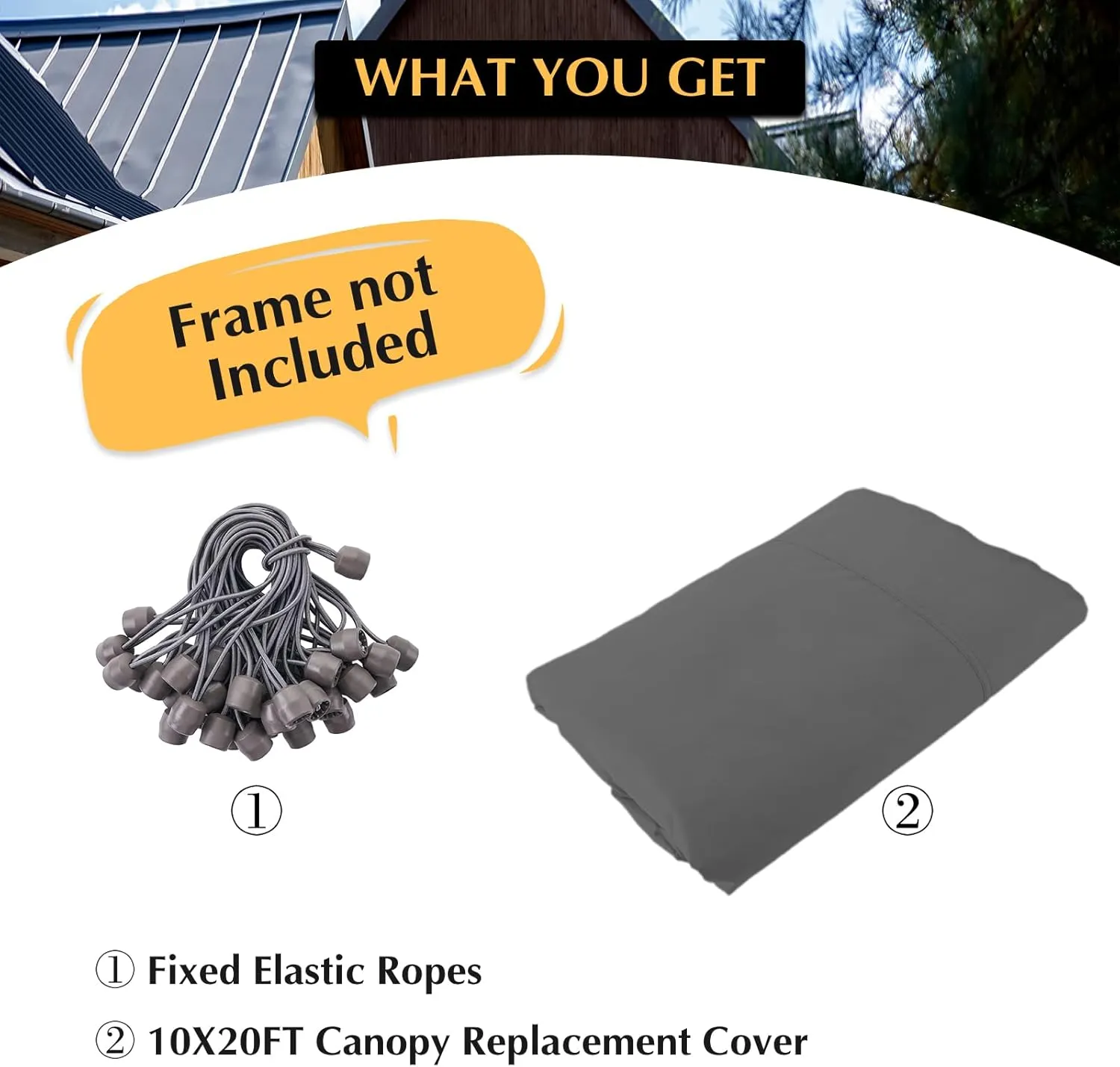 Canopy Replacement Cover, Carport Replacement Canopy Top Cover for 10' x 20' Frame, 800D Heavy Duty Waterproof & UV Protected Car Canopy with Ball Bungees (Frame is not Included) (Dark Gray)