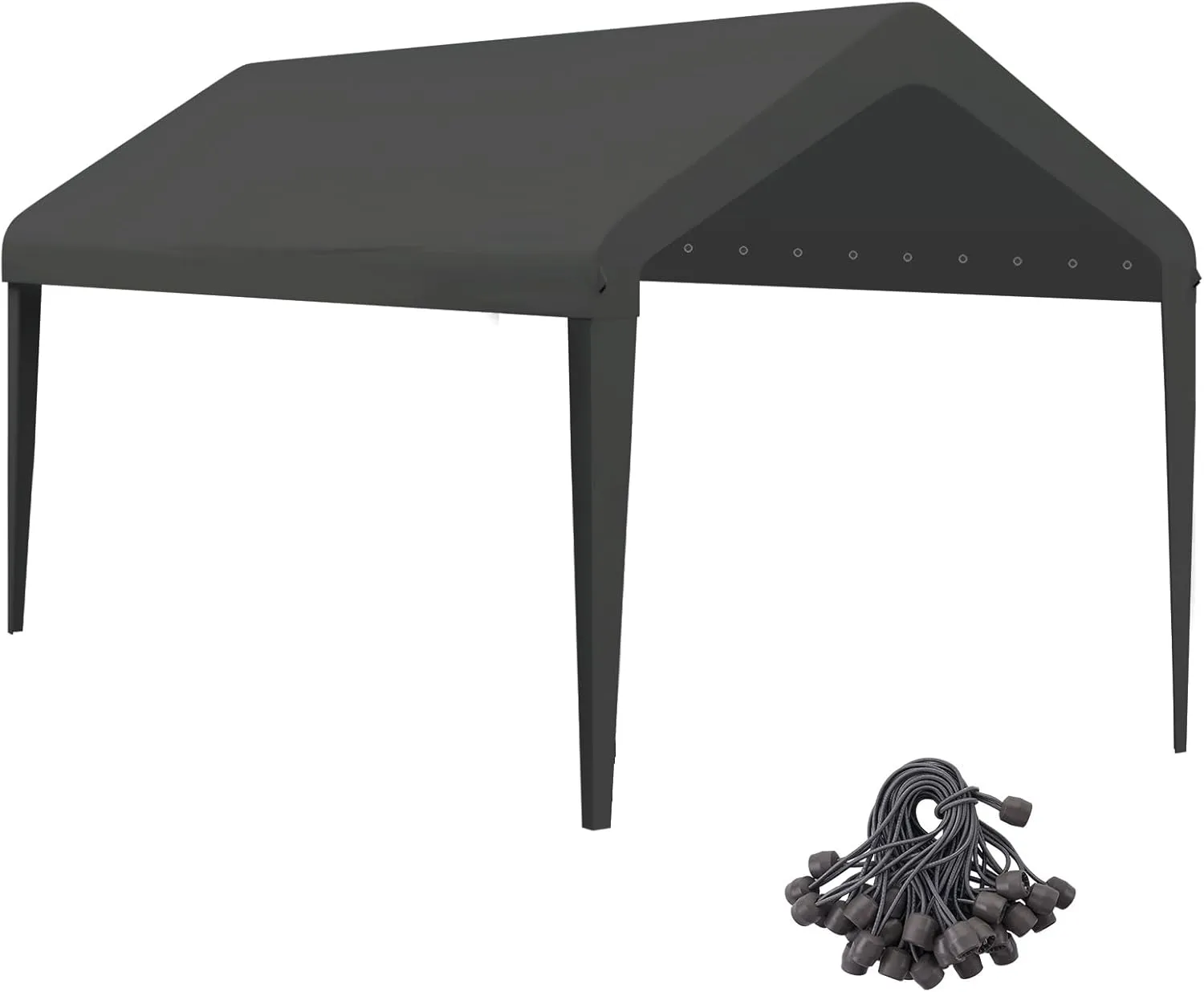 Canopy Replacement Cover, Carport Replacement Canopy Top Cover for 10' x 20' Frame, 800D Heavy Duty Waterproof & UV Protected Car Canopy with Ball Bungees (Frame is not Included) (Dark Gray)