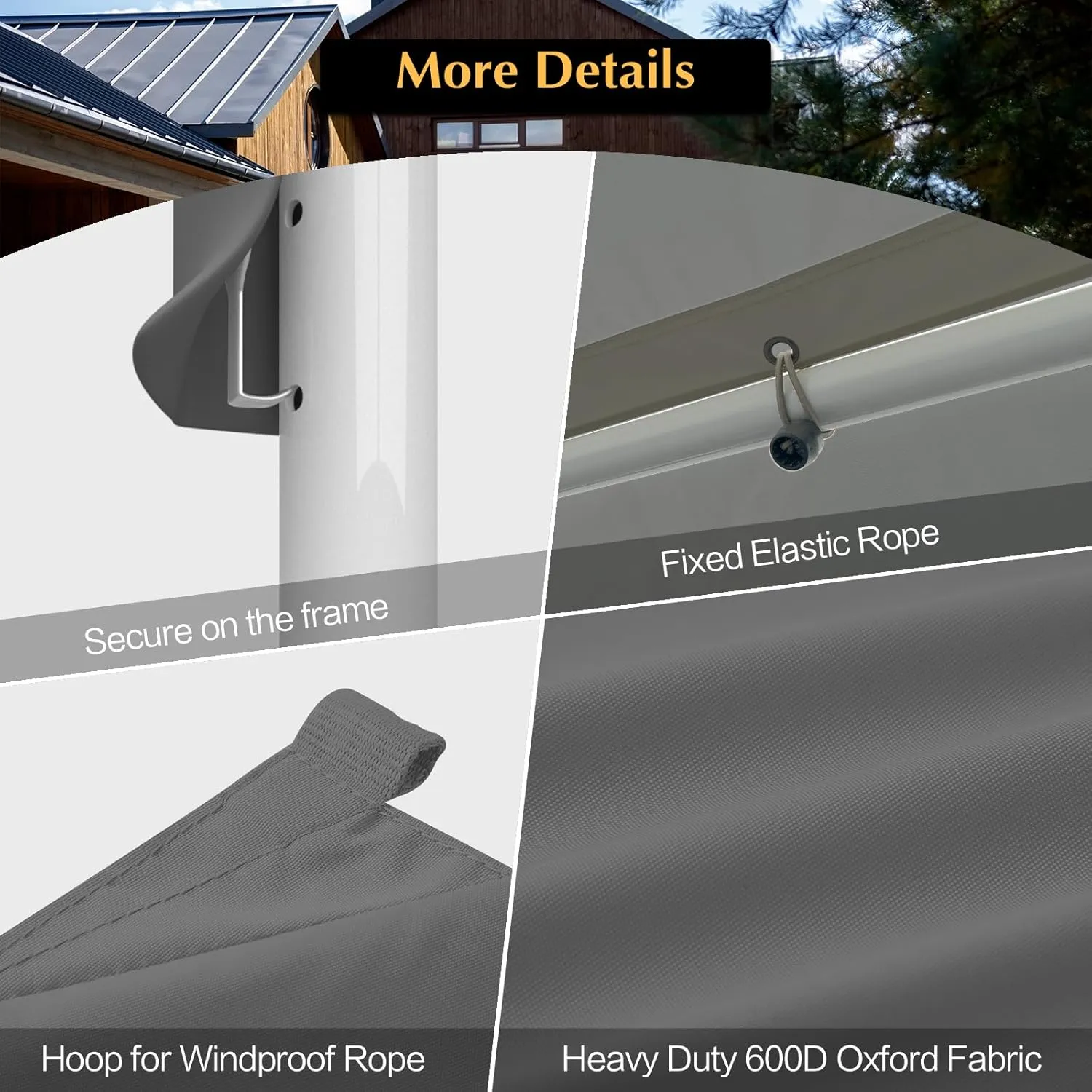 Canopy Replacement Cover, Carport Replacement Canopy Top Cover for 10' x 20' Frame, 800D Heavy Duty Waterproof & UV Protected Car Canopy with Ball Bungees (Frame is not Included) (Dark Gray)