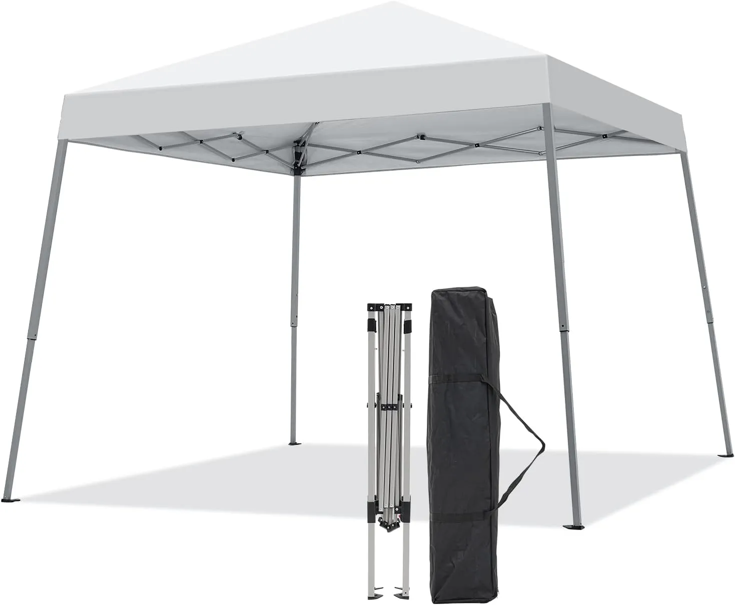 Canopy Tent, 10X10 FT Pop Up Canopy Outdoor Instant Tent Slant Legs with Carrying Bag, Portable Gazebo Shelter for Patio Deck Garden and Beach - 8X8 FT Canopy Cover (White)