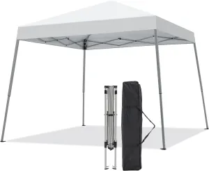 Canopy Tent, 10X10 FT Pop Up Canopy Outdoor Instant Tent Slant Legs with Carrying Bag, Portable Gazebo Shelter for Patio Deck Garden and Beach - 8X8 FT Canopy Cover (White)