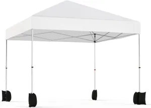 Canopy Tent 10x10 Pop Up Outdoor Heavy Duty Commercial Instant Sun Shelter, Portable Patio Tent with Roller Bag and 4 Sandbags for Party Pavilion, White