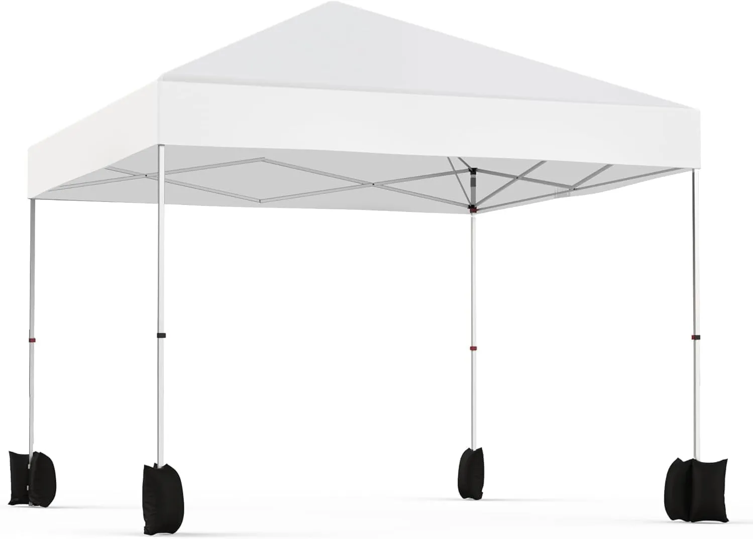 Canopy Tent 10x10 Pop Up Outdoor Heavy Duty Commercial Instant Sun Shelter, Portable Patio Tent with Roller Bag and 4 Sandbags for Party Pavilion, White