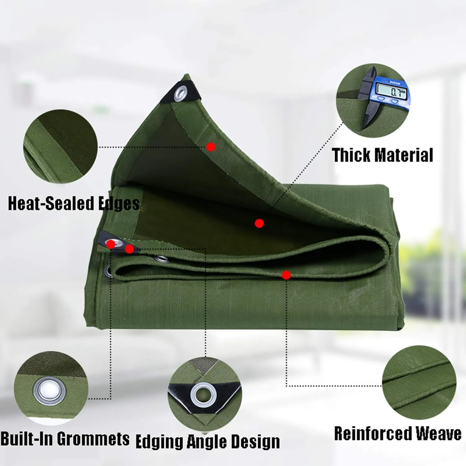 Canvas Tarps Truck Tarp Waterproof 3x3ft, Heavy Duty Tarpaulin Cover, tarp Cover Waterproof with Aluminum Grommets, Heavy Duty Thick Material, for Roof, Outdoor, Patio