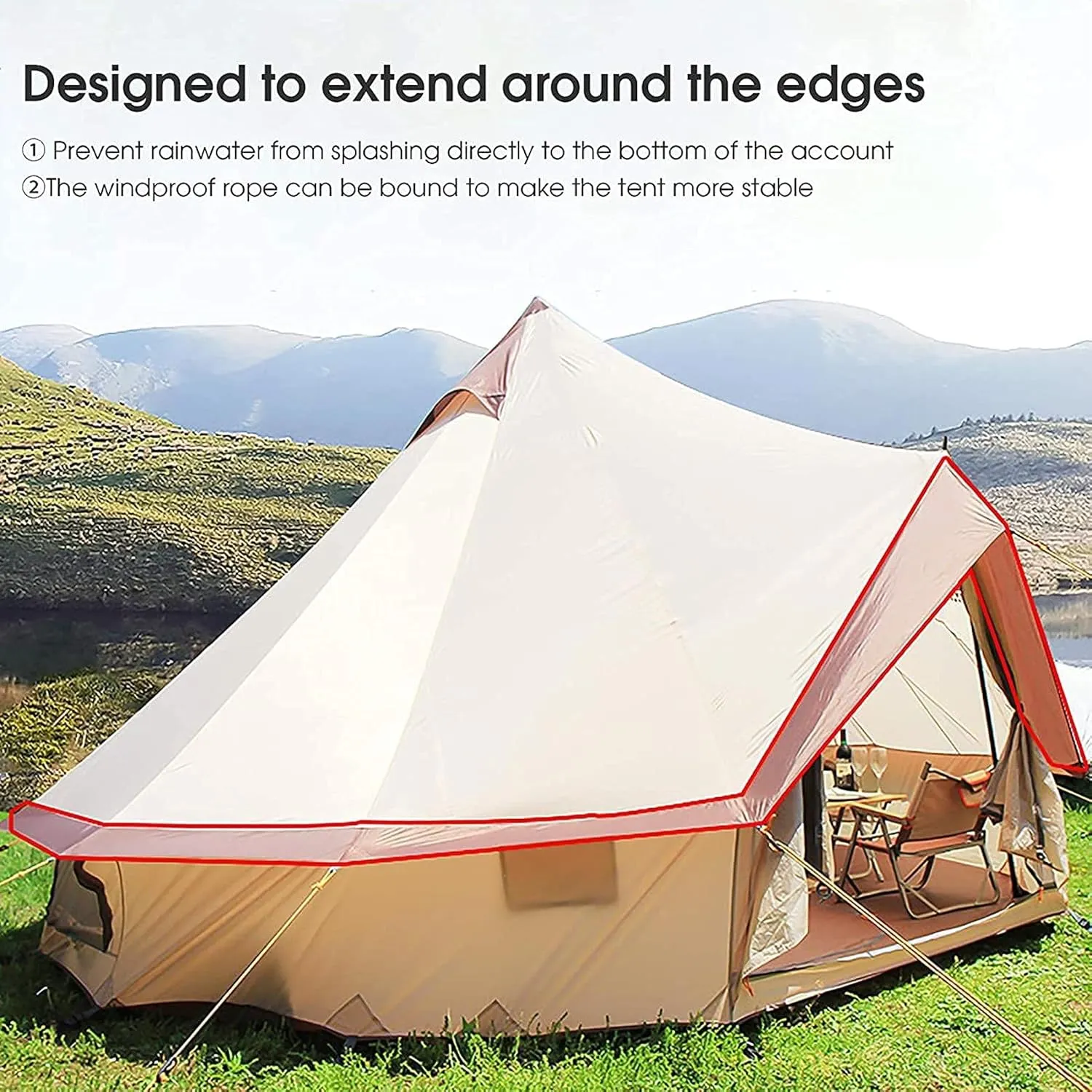 Canvas Tent with Stove Hole, Cotton Canvas Tent, Yurt Tent for Camping, Waterproof 4 Seasons Tent for Family Camping, Outdoor Glamping, Luxury Teepee