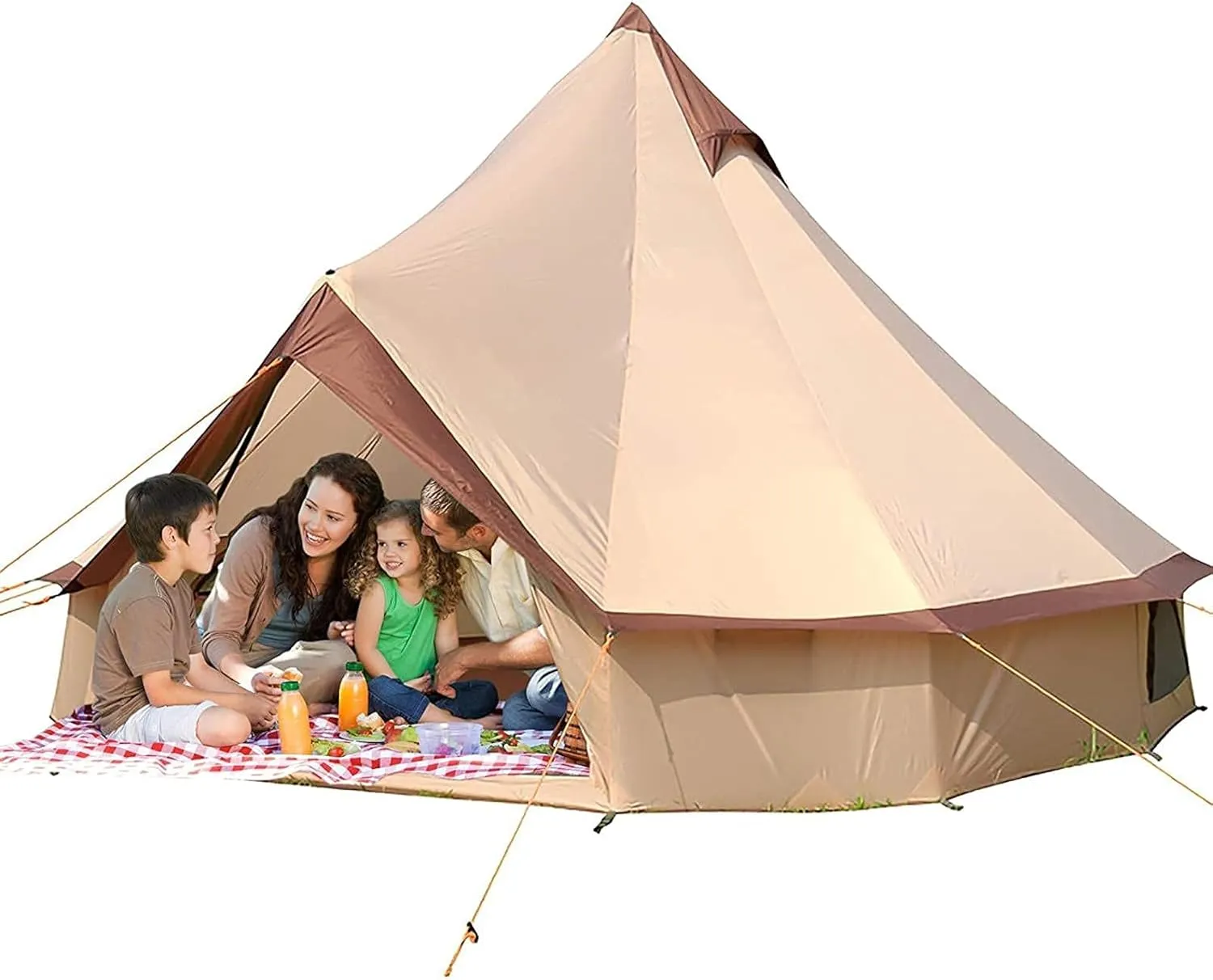 Canvas Tent with Stove Hole, Cotton Canvas Tent, Yurt Tent for Camping, Waterproof 4 Seasons Tent for Family Camping, Outdoor Glamping, Luxury Teepee