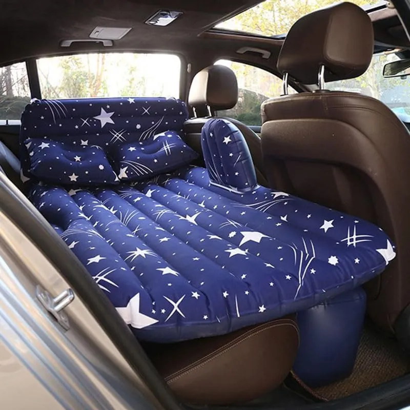 Car Air Mattress for QX55 2022–2025, Inflatable Back Seat Sleeping Pad with Pump & 2 Pillows, Folding Portable Camping Bed for Travel& Road Trips,Blue