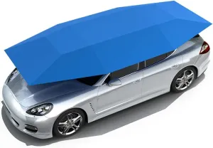 Car Tent Semi-Automatic Car Umbrella Cover Portable Movable Carport Folded Automobile Protection Sun Shade Car Sunshade with Anti-UV, Water-Proof, Proof Wind