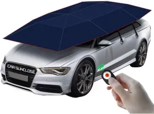 Car Tent with Remote Automatic Car Umbrella Cover Portable Movable Carport Folded Automobile Protection Sun Shade Anti-UV Canopy Sun-Proof Shelters