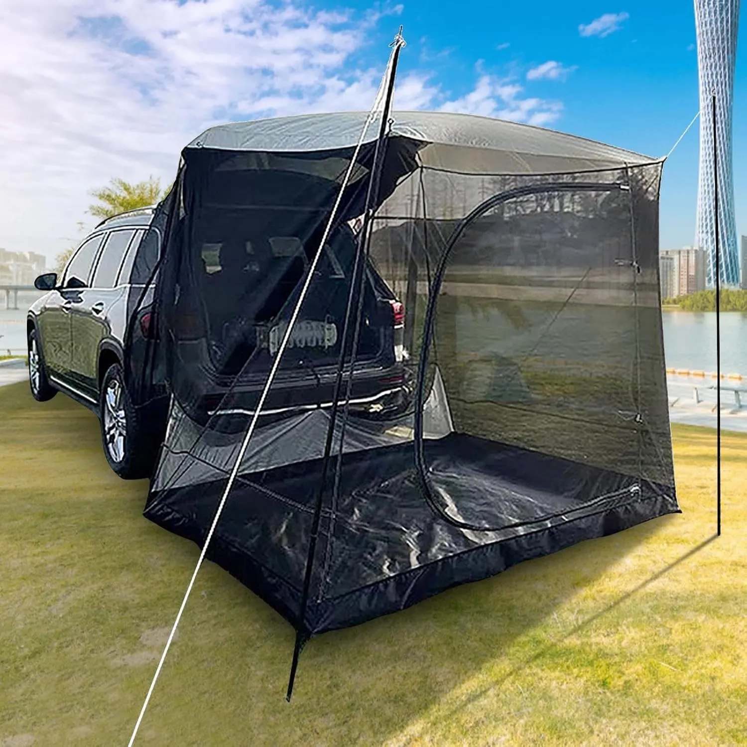 Car Tents for Camping SUV - Oxford Camping Tent Tailgate Car Attachment - Foldable UV-Proof Car Rear Extension Tent Car Camping Road Trip Tent for Outdoor