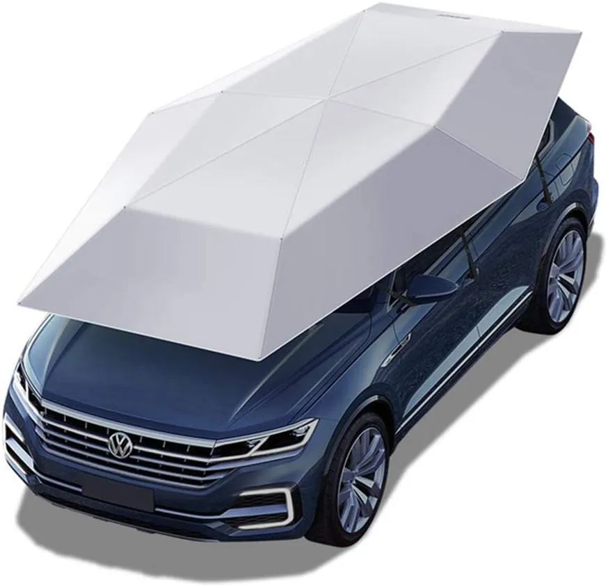 Car Umbrella Sun Shade, Semi-Automatic Car Tent, Movable Carport, Folded Portable Car Canopy Cover, Anti-UV, Water-Proof, Proof Wind