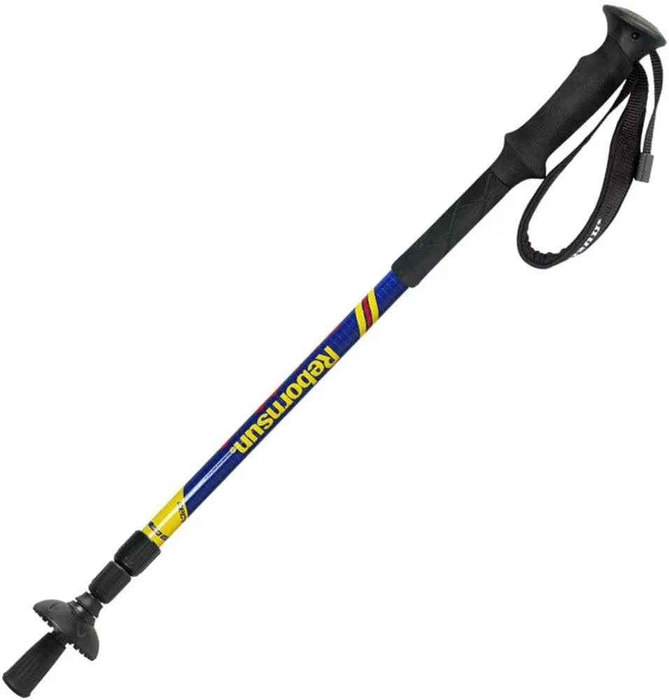 Carbon Fiber Trekking Pole Foldable Lightweight Shock-Absorbing Telescopic and Running Stick with EVA Foam Handle Quick Lock Suitable for Hiking Camping Hiking Etc. (Color : Black) (Blue)