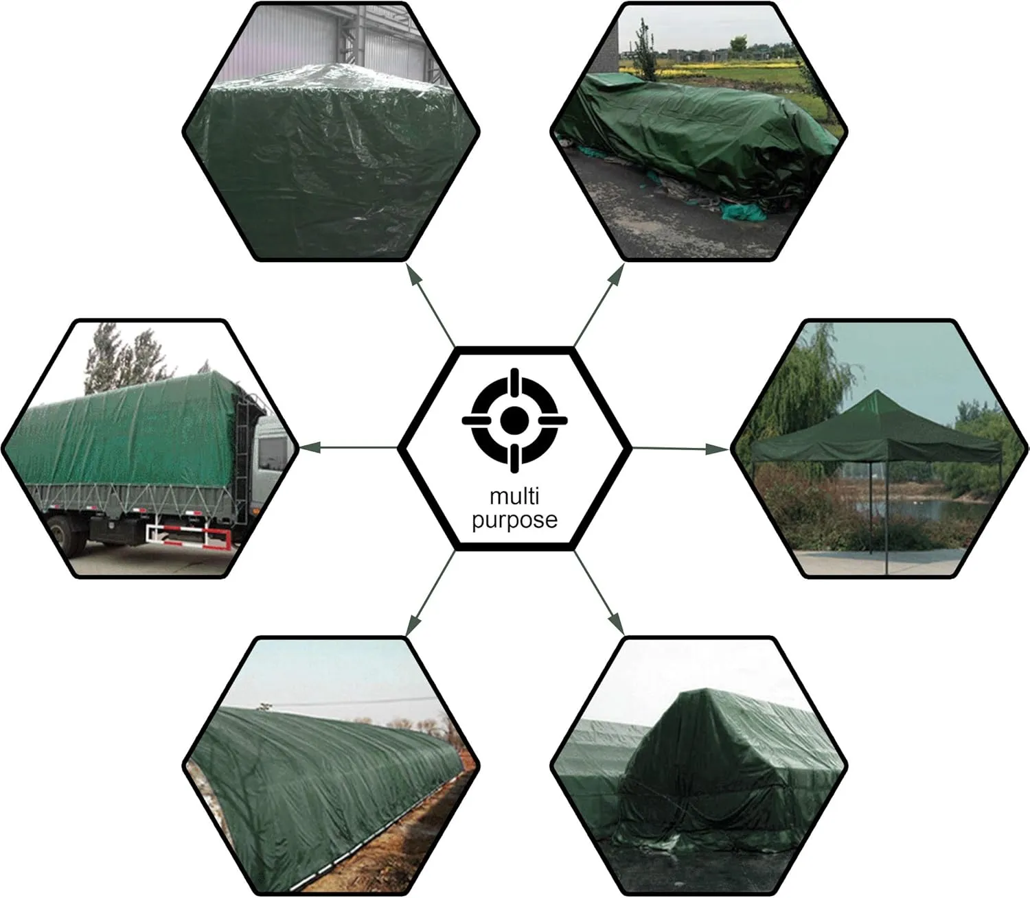 CARTMAN Finished Size 10x20 Feet Waterproof Green Tarp 8 Mil Thick, Multipurpose Protective Cover for Emergency Rain Shelter Camping Tarpaulin