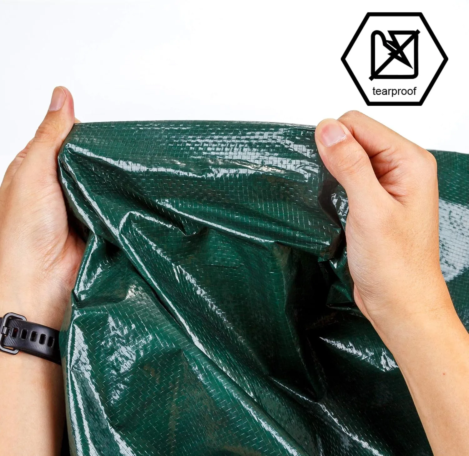 CARTMAN Finished Size 10x20 Feet Waterproof Green Tarp 8 Mil Thick, Multipurpose Protective Cover for Emergency Rain Shelter Camping Tarpaulin