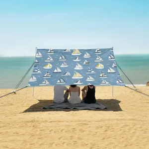 Cartoon Boats Birds Marine Beach Camping Tent Sun Shelter for Whole Family, Beach Shade Canopy with UPF50  UV Protection,Easy Set Up and Carry,Outdoor Shade for Trips, Fishing, Backyard Fun Pic