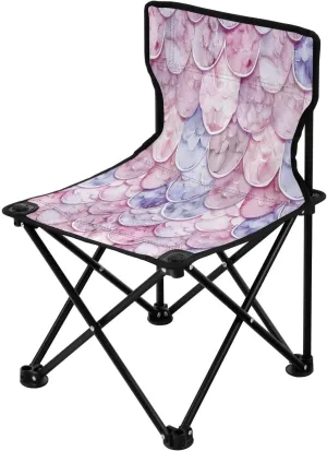 Cartoon Colorful Mermaid Texture Portable Outdoor Folding Chair Anti-Slip Padded Oxford Cloth Stool Camping Chair Small for Beach Hiking Fishing Gardening Quad Camp Chair
