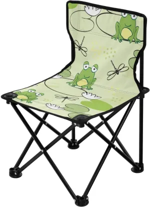 Cartoon Frogs Green Packable Ultralight Camp Chair Ultra Lightweight Beach Chair Backpack with Carrying Bag Hiking Chair for Outside Ice Fishing