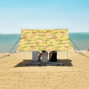 Cartoon Pistachio Nut Pattern Beach Camping Tent Sun Shelter for Whole Family, Beach Shade Canopy with UPF50  UV Protection,Easy Set Up and Carry,Outdoor Shade for Trips, Fishing, Backyard Fun