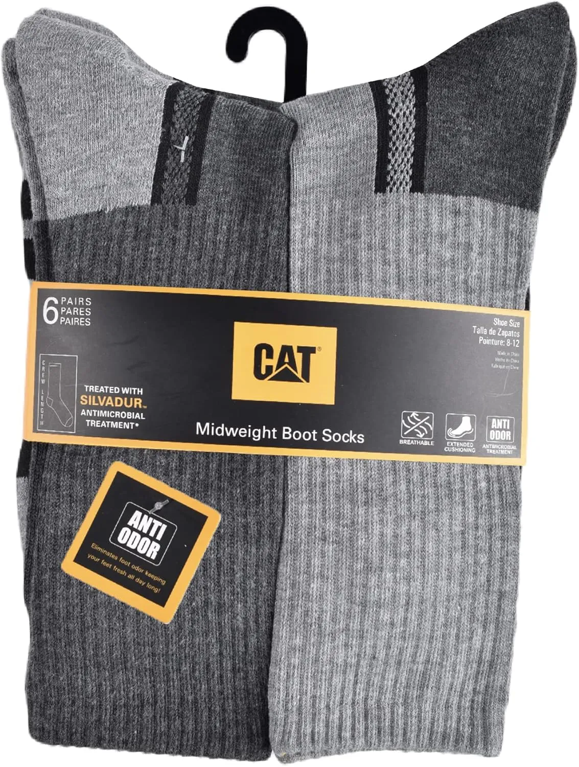 CAT Men's 6-Pack Half Cushioned Crew Socks