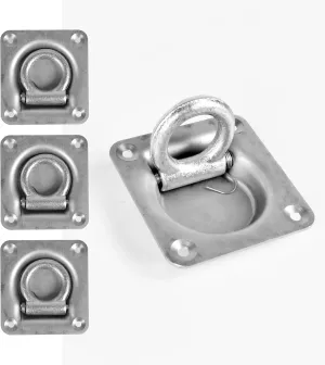 Cavo 4 PCS Recessed D-Ring Tie Down Anchors, Heavy Duty Zinc Plated Galvanized Steel D-Ring Kit for Truck Pickup Trailer Cargo, Installation Parts – Socket, Carriage Bolts, Hex Nuts, Mounting Plate