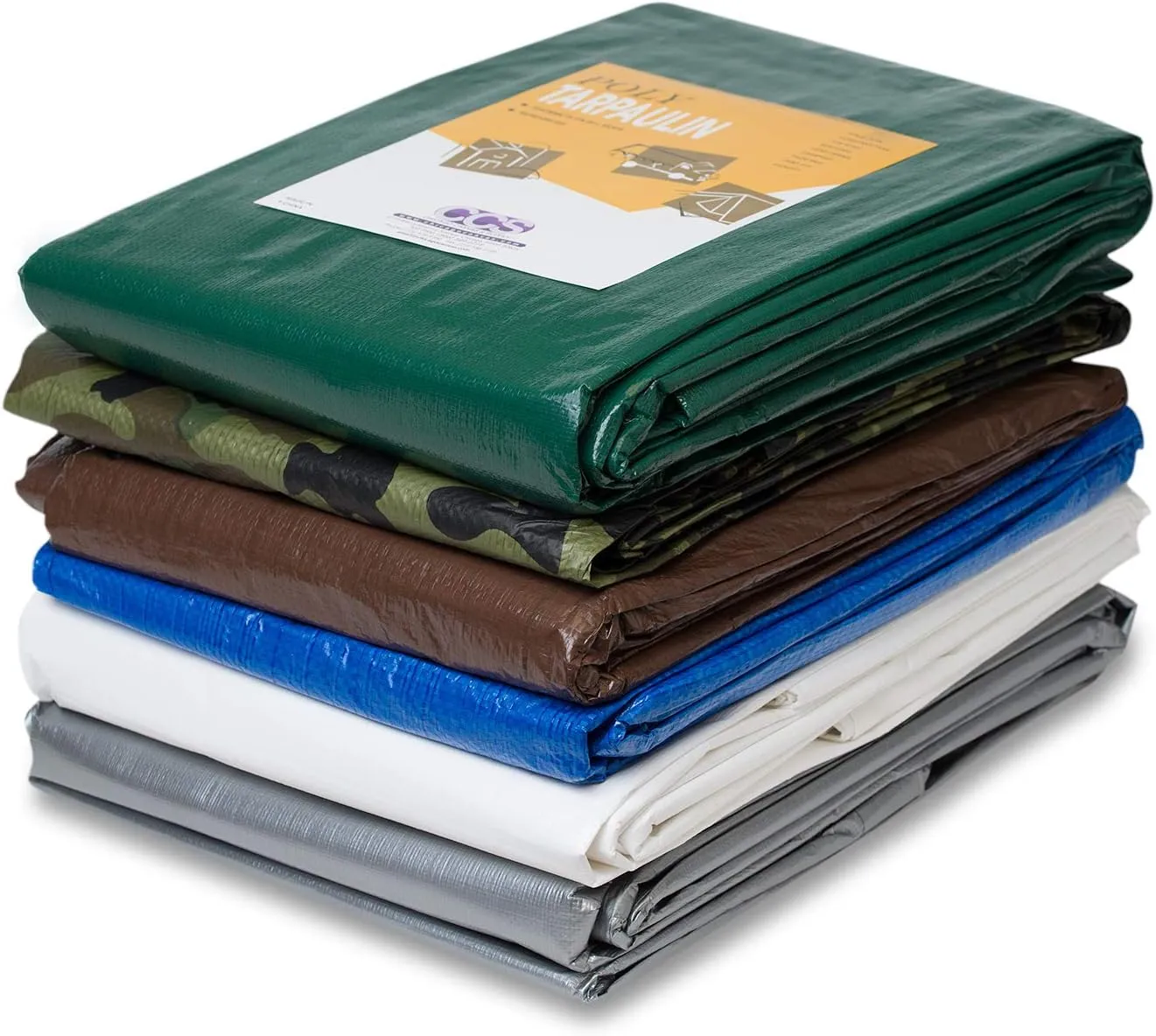CCS Heavy Duty Poly Tarp – Waterproof Tarpaulin with Rustproof Grommets, UV Protection & Reinforced Edges for Construction, Farm, Lawn & Outdoor Use (White, 12x25 Ft)