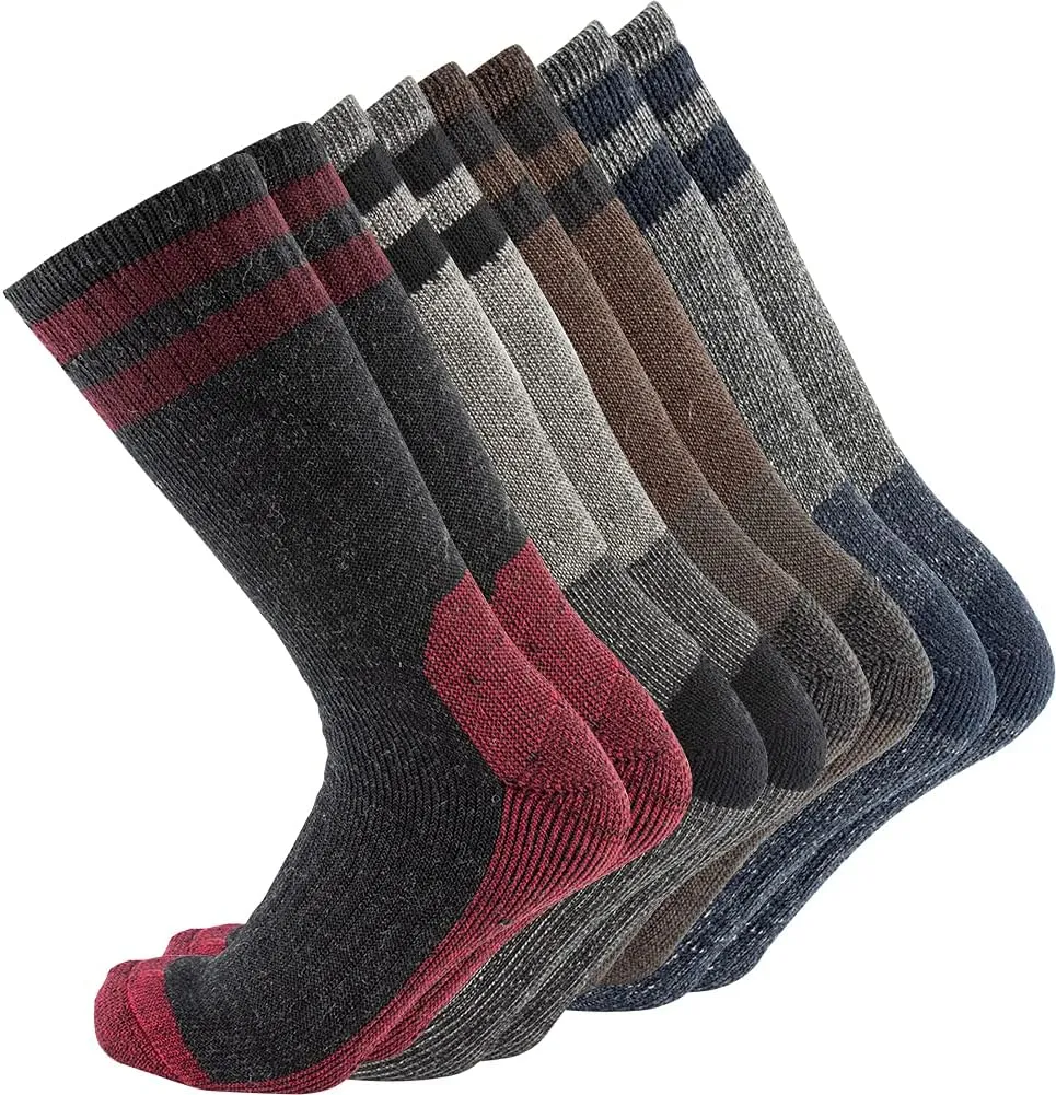 Cerebro Merino Wool Socks for Men, Cushioned Mid-calf Socks Moisture Wicking Men's Hiking Socks for Home, Trekking, Outdoors