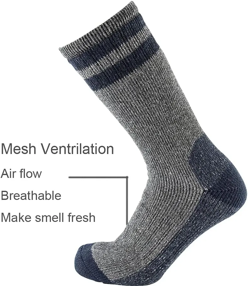 Cerebro Merino Wool Socks for Men, Cushioned Mid-calf Socks Moisture Wicking Men's Hiking Socks for Home, Trekking, Outdoors
