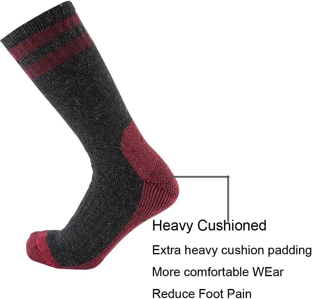 Cerebro Merino Wool Socks for Men, Cushioned Mid-calf Socks Moisture Wicking Men's Hiking Socks for Home, Trekking, Outdoors