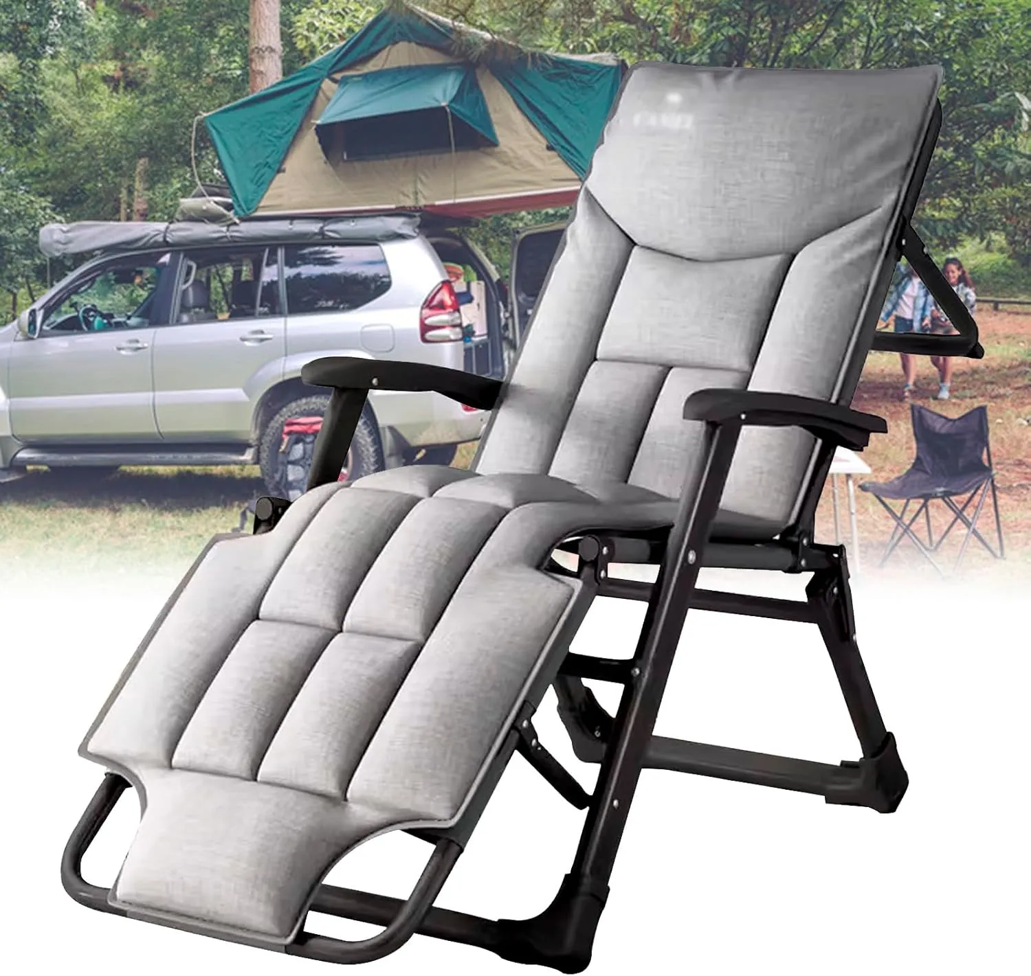 Chair, Premium Lawn Recliner Folding Portable Chaise, Chaise Lounge Chair for Patio Beach Camping Pool Sun Tanning